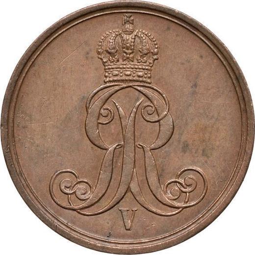 Аверс монеты - 1 пфенниг 1861 года B - цена  монеты - Ганновер, Георг V