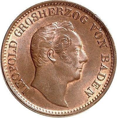 Аверс монеты - 1 крейцер 1844 года "Памятник" Медь - цена  монеты - Баден, Леопольд