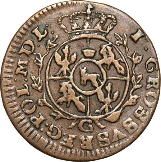 Reverso 1 grosz 1768 G - valor de la moneda  - Polonia, Estanislao II Poniatowski