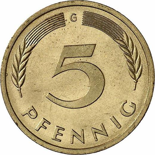 Anverso 5 Pfennige 1975 G - valor de la moneda  - Alemania, RFA