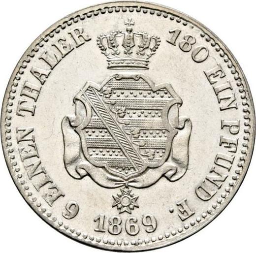Reverse 1/6 Thaler 1869 B - Silver Coin Value - Saxony, John