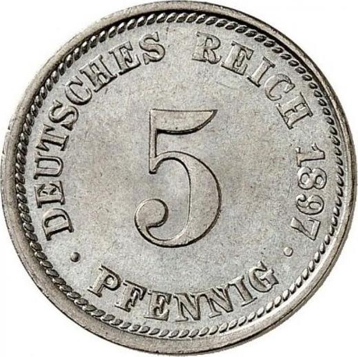Аверс монеты - 5 пфеннигов 1897 года D "Тип 1890-1915" - цена  монеты - Германия, Германская Империя