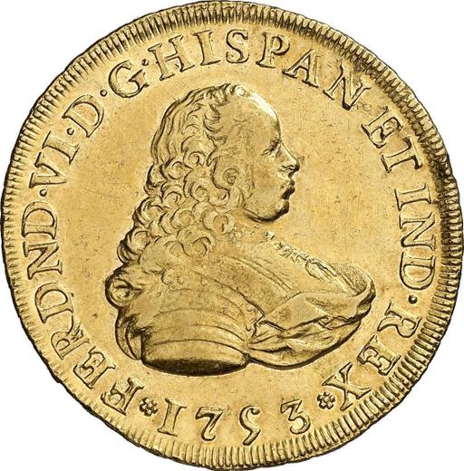 Anverso 4 escudos 1753 Mo MF - valor de la moneda de oro - México, Fernando VI