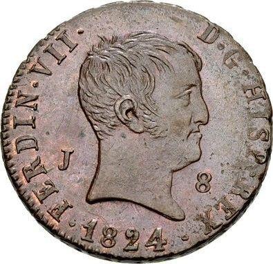 Аверс монеты - 8 мараведи 1824 года J "Тип 1823-1827" - цена  монеты - Испания, Фердинанд VII