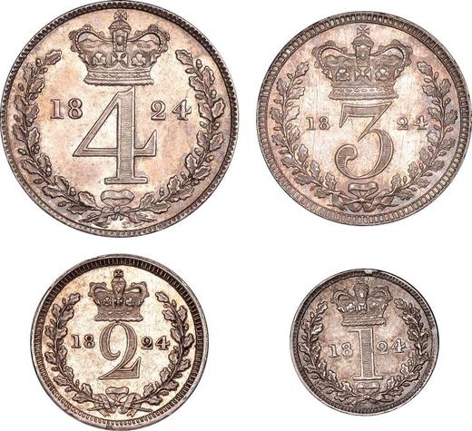 Реверс монеты - Набор монет 1824 года "Монди" - цена серебряной монеты - Великобритания, Георг IV
