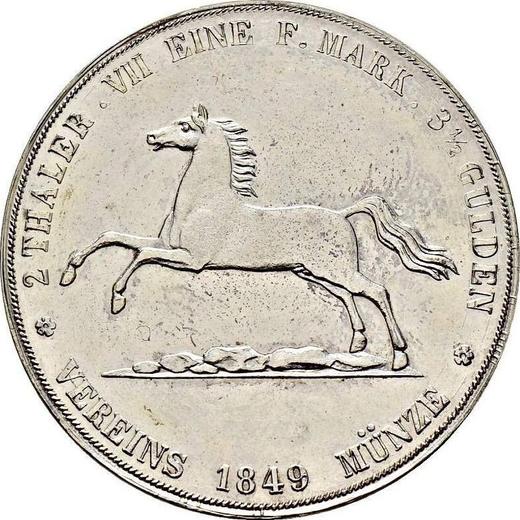 Rewers monety - Próba Dwutalar 1849 CvC - cena srebrnej monety - Brunszwik-Wolfenbüttel, Wilhelm