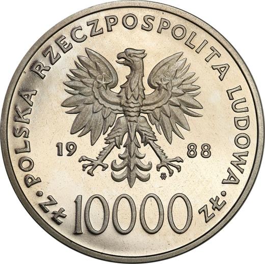 Anverso Pruebas 10000 eslotis 1988 MW ET "JuanPablo II" Níquel - valor de la moneda  - Polonia, República Popular
