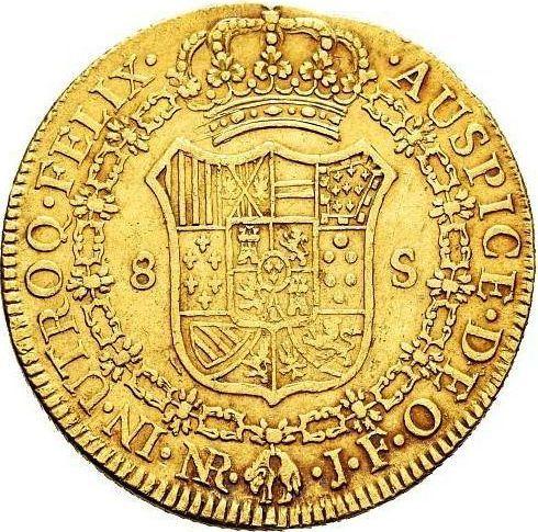 Реверс монеты - 8 эскудо 1811 года NR JF - цена золотой монеты - Колумбия, Фердинанд VII
