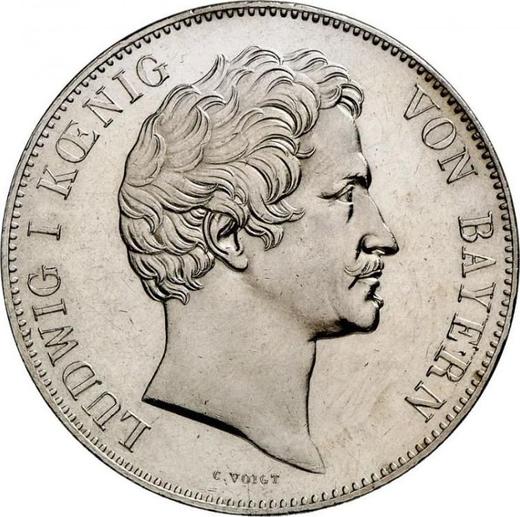 Аверс монеты - 2 талера 1843 года - цена серебряной монеты - Бавария, Людвиг I