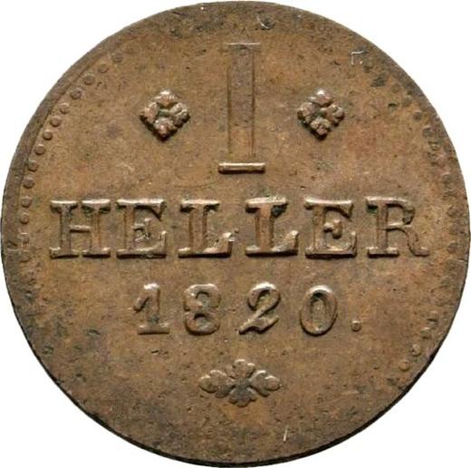 Rewers monety - 1 halerz 1820 - cena  monety - Hesja-Kassel, Wilhelm I
