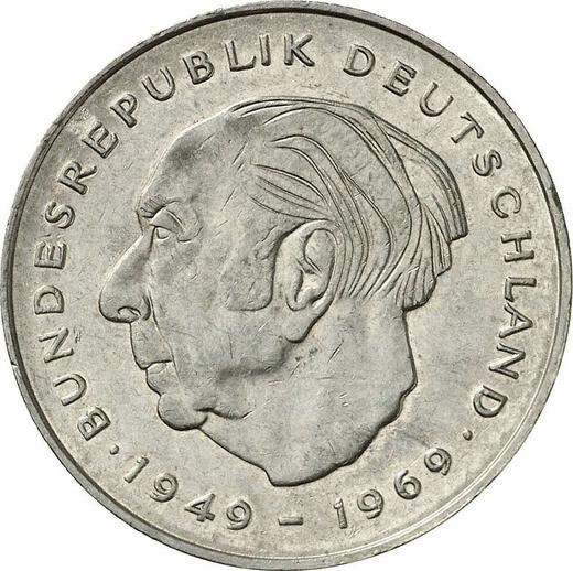 Awers monety - 2 marki 1982 D "Theodor Heuss" - cena  monety - Niemcy, RFN