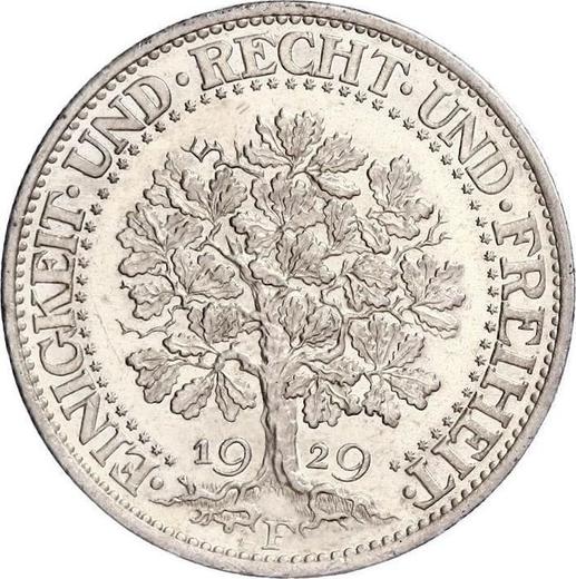 Rewers monety - 5 reichsmark 1929 F "Dąb" - cena srebrnej monety - Niemcy, Republika Weimarska