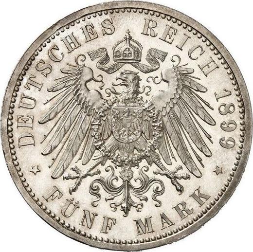 Reverso 5 marcos 1899 A "Prusia" - valor de la moneda de plata - Alemania, Imperio alemán