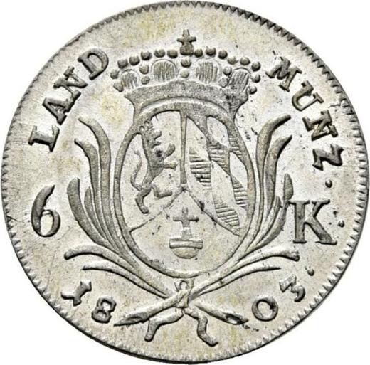 Reverso 6 Kreuzers 1803 - valor de la moneda de plata - Baviera, Maximilian I