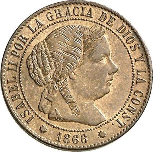 Аверс монеты - 1/2 сентимо эскудо 1866 года OM Восьмиконечные звёзды - цена  монеты - Испания, Изабелла II