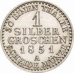 Reverso 1 Silber Groschen 1851 A - valor de la moneda de plata - Prusia, Federico Guillermo IV