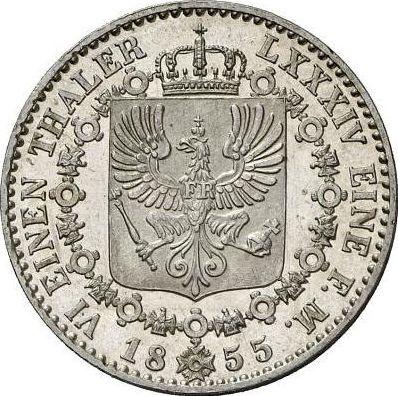 Reverso 1/6 tálero 1855 A - valor de la moneda de plata - Prusia, Federico Guillermo IV