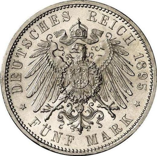 Reverso 5 marcos 1895 A "Prusia" - valor de la moneda de plata - Alemania, Imperio alemán