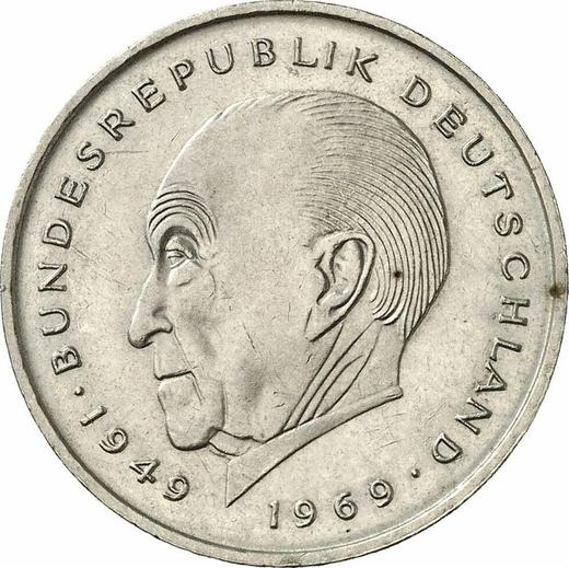 Anverso 2 marcos 1978 F "Konrad Adenauer" - valor de la moneda  - Alemania, RFA