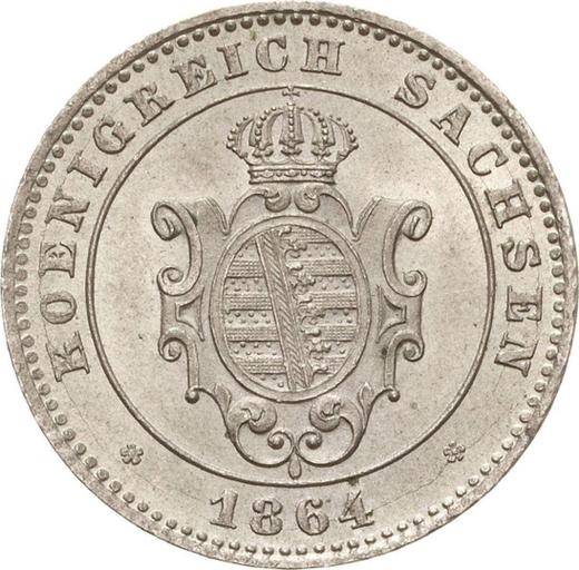 Obverse 2 Neu Groschen 1864 B - Silver Coin Value - Saxony-Albertine, John