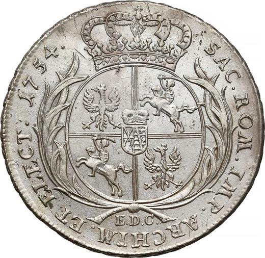 Реверс монеты - Полталера 1754 года EDC "Коронные" - цена серебряной монеты - Польша, Август III
