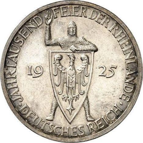 Аверс монеты - 3 рейхсмарки 1925 года J "Рейнланд" - цена серебряной монеты - Германия, Bеймарская республика