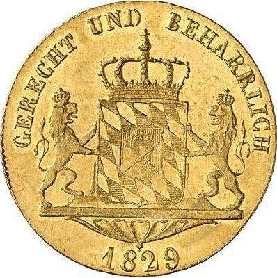 Rewers monety - Dukat 1829 - cena złotej monety - Bawaria, Ludwik I