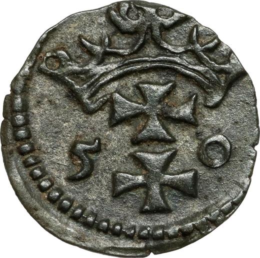 Rewers monety - Denar 1550 "Gdańsk" - cena srebrnej monety - Polska, Zygmunt II August