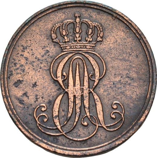 Аверс монеты - 1 пфенниг 1850 года B - цена  монеты - Ганновер, Эрнст Август