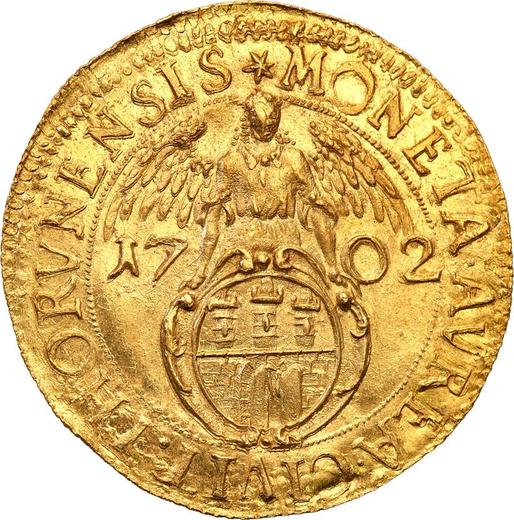Rewers monety - Dukat 1702 "Toruński" - cena złotej monety - Polska, August II Mocny