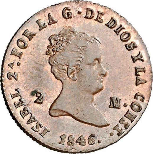 Anverso 2 maravedíes 1846 - valor de la moneda  - España, Isabel II