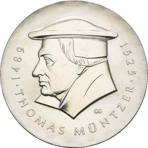 Anverso 20 marcos 1989 A "Thomas Müntzer" - valor de la moneda de plata - Alemania, República Democrática Alemana (RDA)