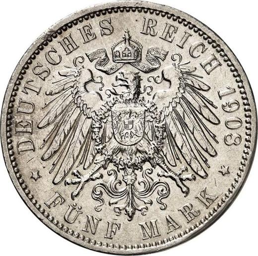 Reverse 5 Mark 1908 J "Hamburg" - Silver Coin Value - Germany, German Empire