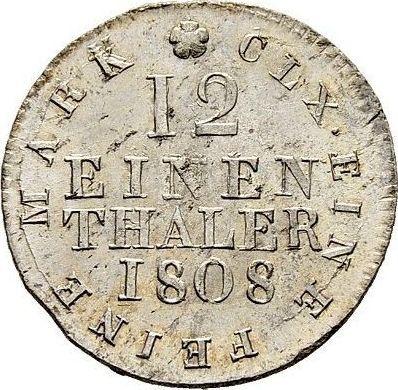 Reverso 1/12 tálero 1808 S.G.H. - valor de la moneda de plata - Sajonia, Federico Augusto I