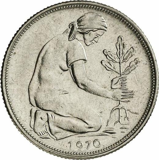 Реверс монеты - 50 пфеннигов 1970 года D - цена  монеты - Германия, ФРГ
