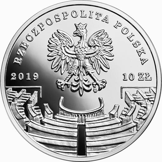 Аверс монеты - 10 злотых 2019 года "Роман Рыбарски" - цена серебряной монеты - Польша, III Республика после деноминации