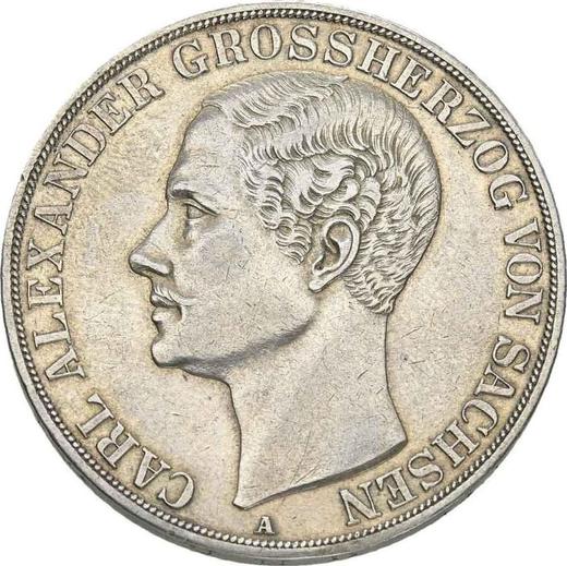 Аверс монеты - 2 талера 1855 года A - цена серебряной монеты - Саксен-Веймар-Эйзенах, Карл Александр