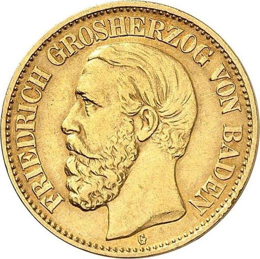 Аверс монеты - 10 марок 1891 года G "Баден" - цена золотой монеты - Германия, Германская Империя