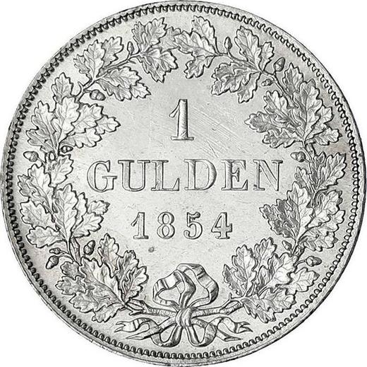 Реверс монеты - 1 гульден 1854 года - цена серебряной монеты - Саксен-Мейнинген, Бернгард II