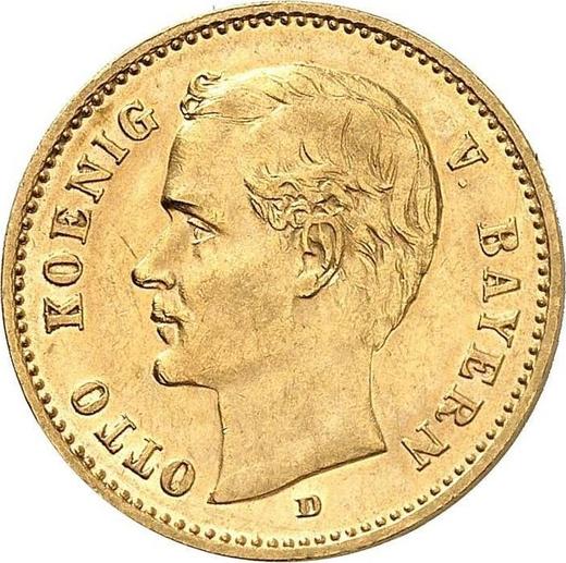 Аверс монеты - 10 марок 1907 года D "Бавария" - цена золотой монеты - Германия, Германская Империя