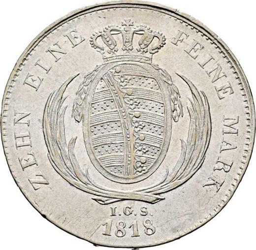 Реверс монеты - Талер 1818 года I.G.S. - цена серебряной монеты - Саксония-Альбертина, Фридрих Август I