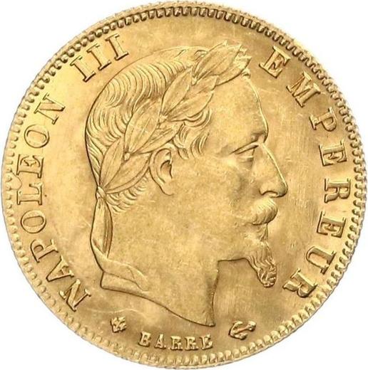 Anverso 5 francos 1868 BB "Tipo 1862-1869" Estrasburgo - valor de la moneda de oro - Francia, Napoleón III Bonaparte