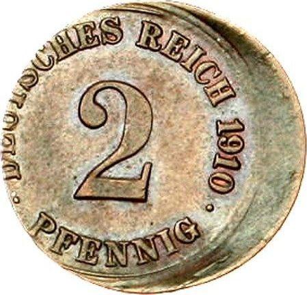 Аверс монеты - 2 пфеннига 1904-1916 года "Тип 1904-1916" Смещение штемпеля - цена  монеты - Германия, Германская Империя