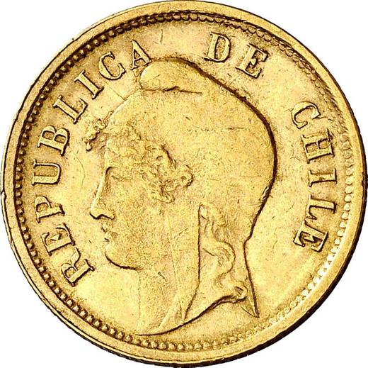 Аверс монеты - 10 песо 1895 года So - цена золотой монеты - Чили, Республика