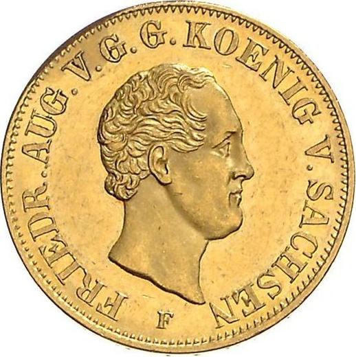 Аверс монеты - 10 талеров 1845 года F - цена золотой монеты - Саксония-Альбертина, Фридрих Август II