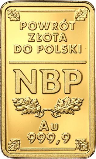 Reverso 100 eslotis 2019 "Repatriación de oro a Polonia" - valor de la moneda de oro - Polonia, República moderna