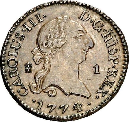 Аверс монеты - 1 мараведи 1774 года - цена  монеты - Испания, Карл III