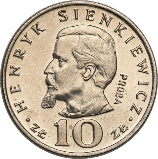 Reverso Pruebas 10 eslotis 1974 MW "Henryk Sienkiewicz" Níquel - valor de la moneda  - Polonia, República Popular