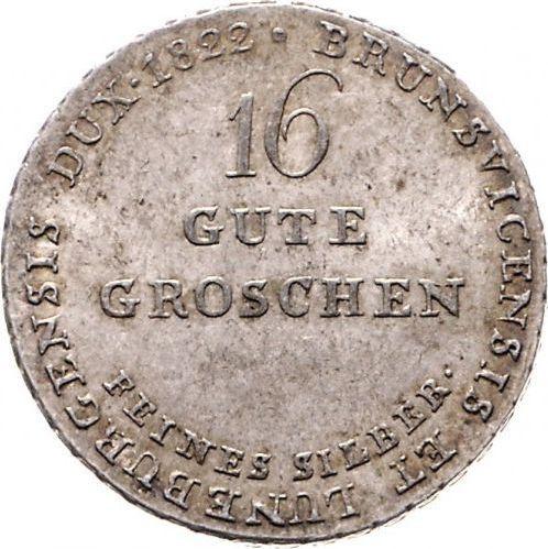 Реверс монеты - 16 грошей 1822 года "Тип 1822-1830" Без даты под номиналом - цена серебряной монеты - Ганновер, Георг IV