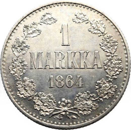 Реверс монеты - 1 марка 1864 года S - цена серебряной монеты - Финляндия, Великое княжество
